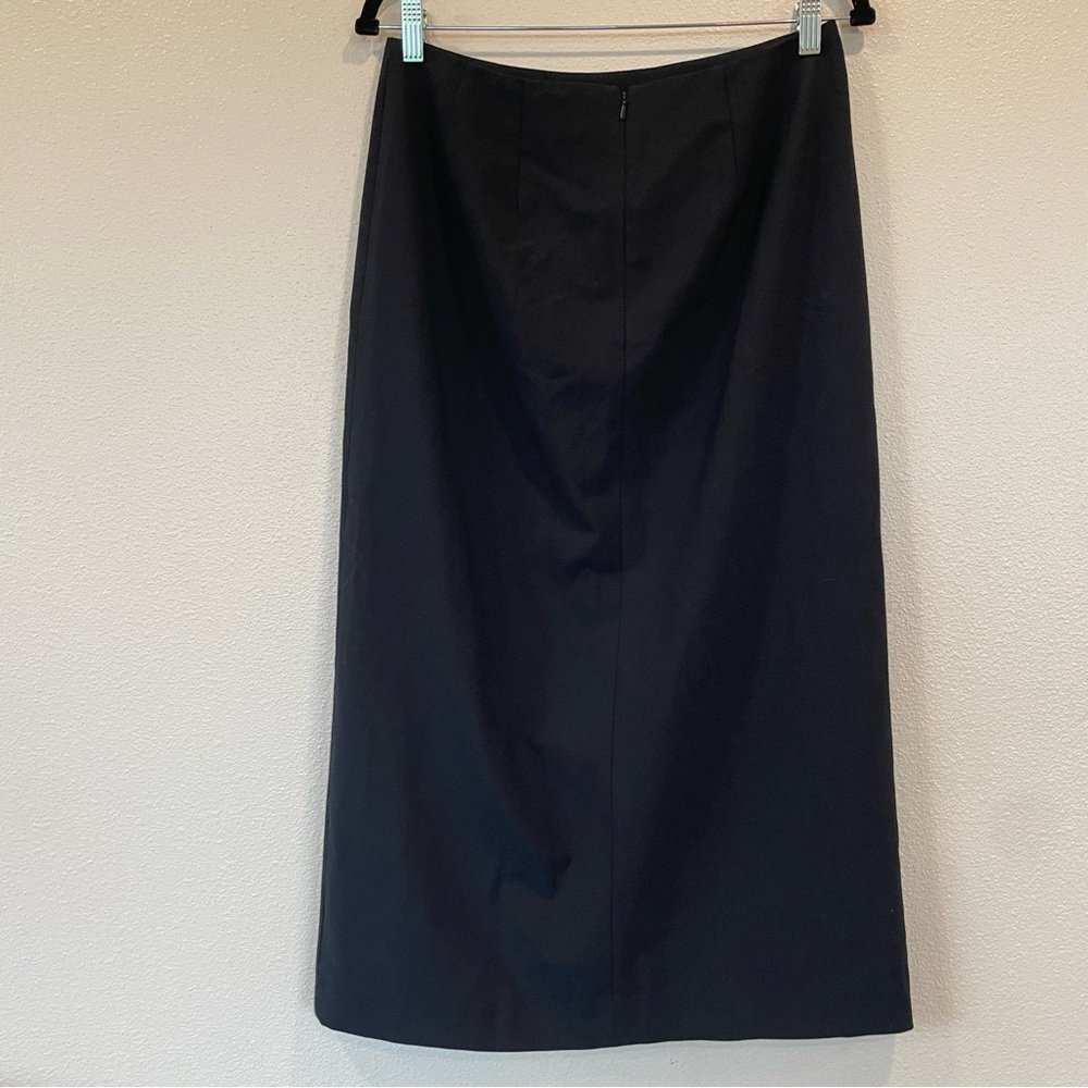 Eddie Bauer Navy Blue Midi Skirt Front Slit Stretch Y2K Womens Size 10 - Picture 2 of 10